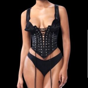 SOLD | Black Lace-Up Corset Top